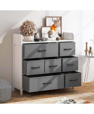 7-Drawer Dresser for Bedroom Chest of Drawers with 2 Large Fabric Bins