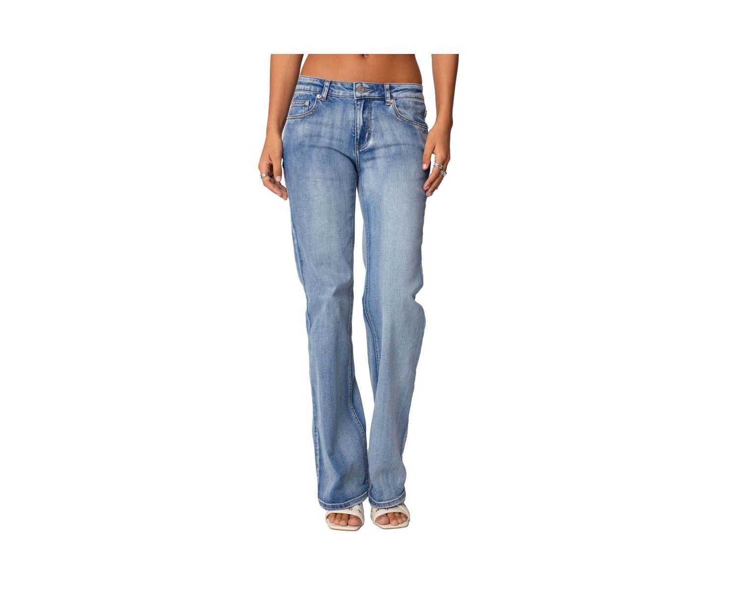 Women's Boot Cut Washed Low Rise Jeans