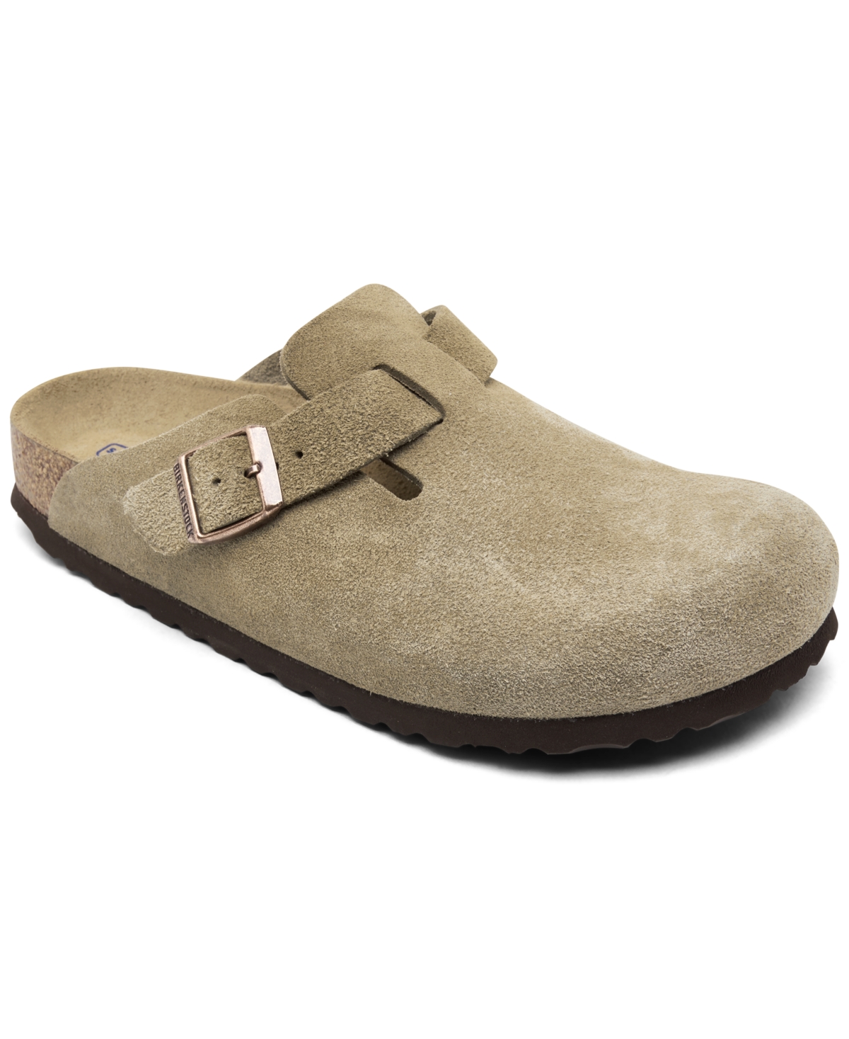 Birkenstock Women's Boston Soft Footbed Suede Leather Clogs From Finish Line In Taupe