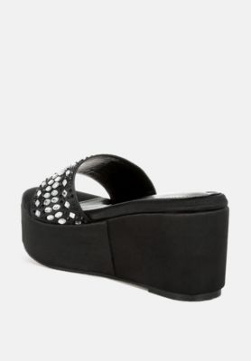 Womens Batanga Diamante and Rhinestone Detail Stylish Flatforms