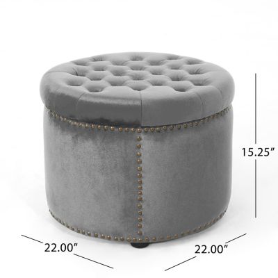 Luxurious Velvet Ottoman with Studded Rim for Comfort and Style