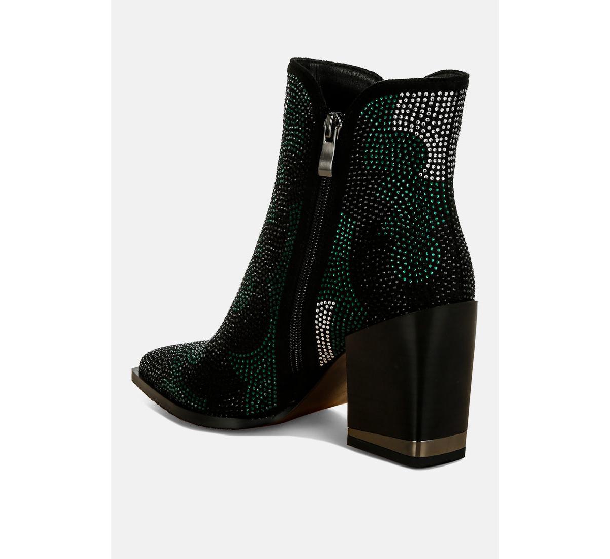 London Rag Zarka Rhinestones Embellished Block Heel Boots