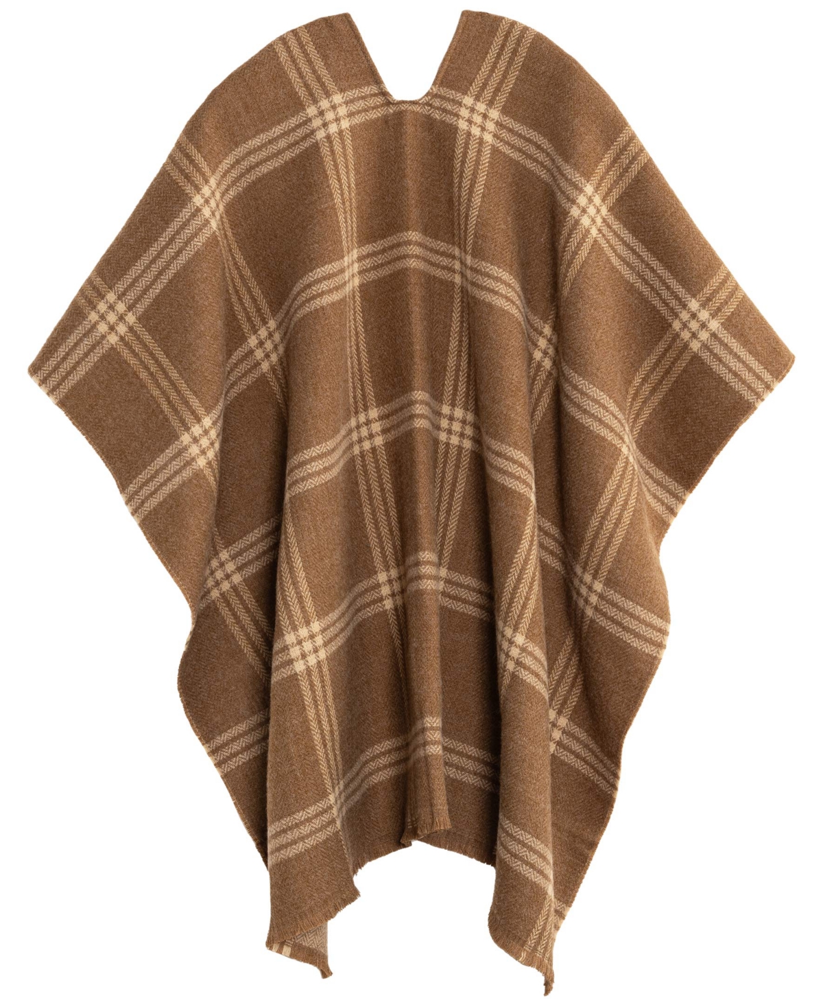 Lauren Ralph Lauren Triple Window Pane Double Face Ruana -wheat