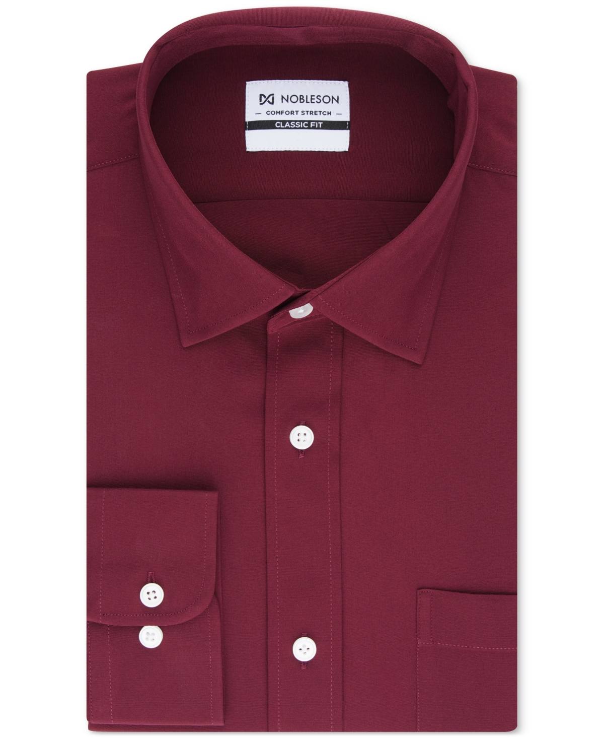 Nobleson Men Classic-Fit Solid Color Dress Shirt - Burgundy | Smart Closet