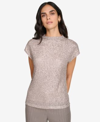 Calvin Klein - Petite Mock-Neck Short-Sleeve Top