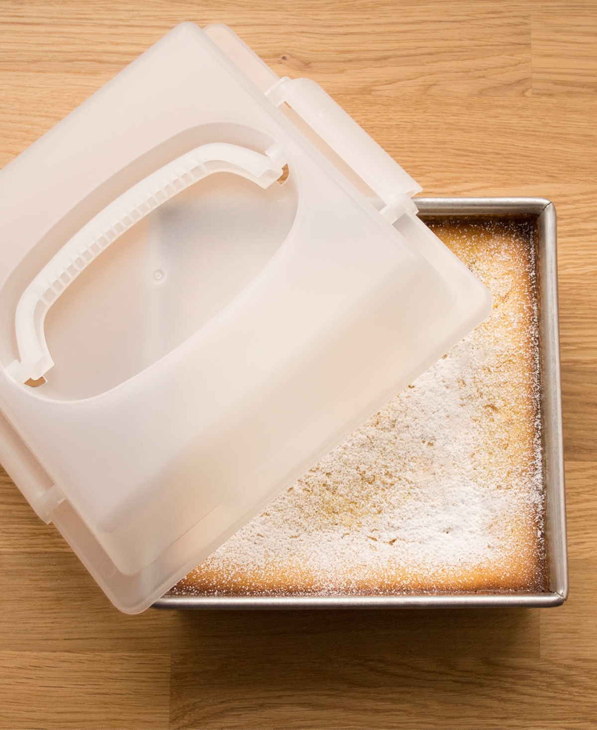 Shop Usa Pan Non-stick Aluminum 9" Square Cake Pan And Lid Set In Silver,gray