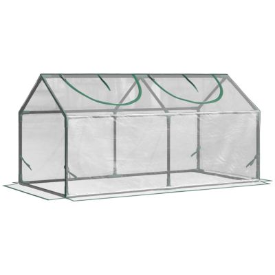 4' x 2' x 2' Portable Mini Greenhouse, Small Greenhouse with PVC Cover, Roll-up Zippered Windows for Indoor, Outdoor Garden, Clear