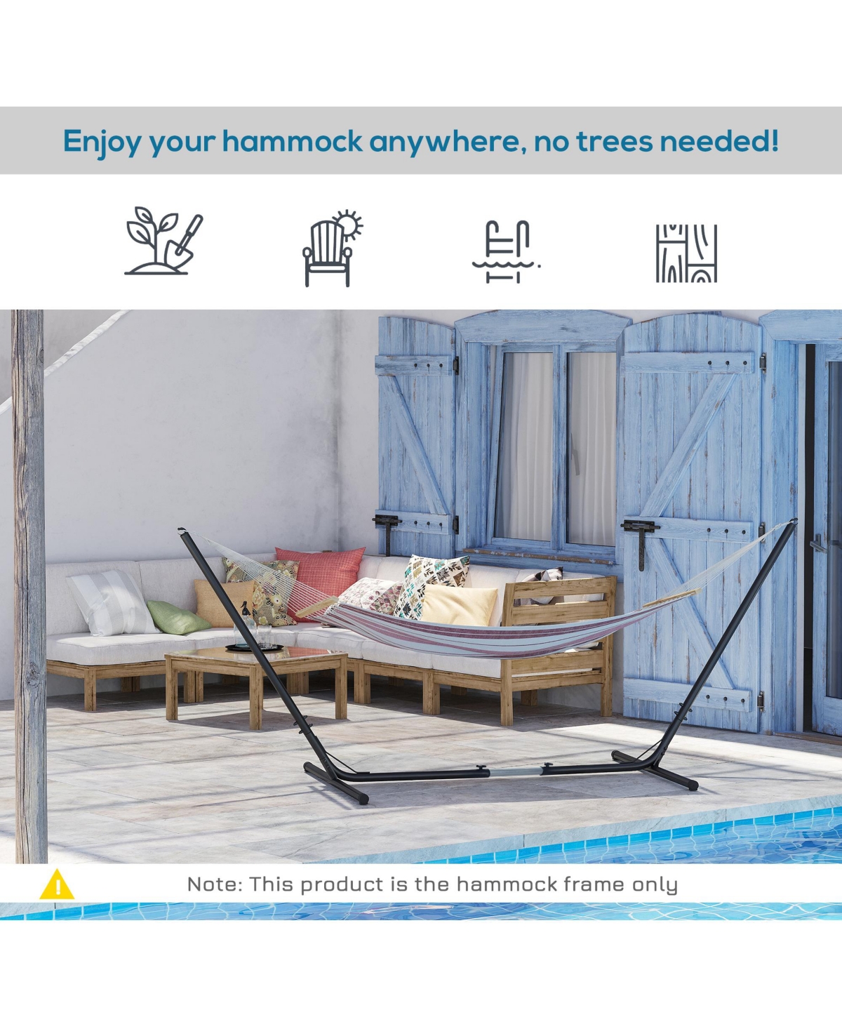 Streamdale Furniture Universal Hammock Stand 10-13ft Adjustable Steel Stand Space-Saving and Portable Carrying for Indoor and Outdoor Use,- Bla