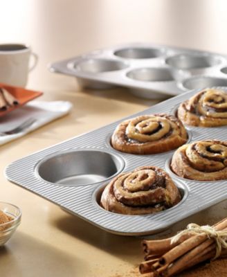 Non-Stick Aluminum 6-Well 15" x 11" Mini Round Cake Pan