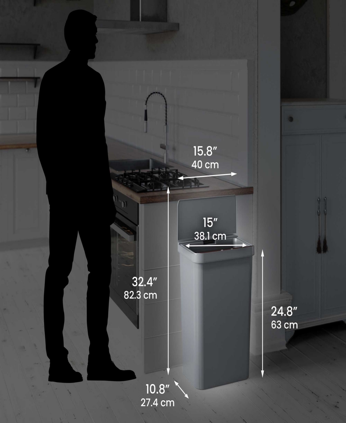 iTouchless Prime Gallon Plastic Sensor Trash Can, Durable Dent-Proof Construction, Slim and Space-Saving Automatic Bin