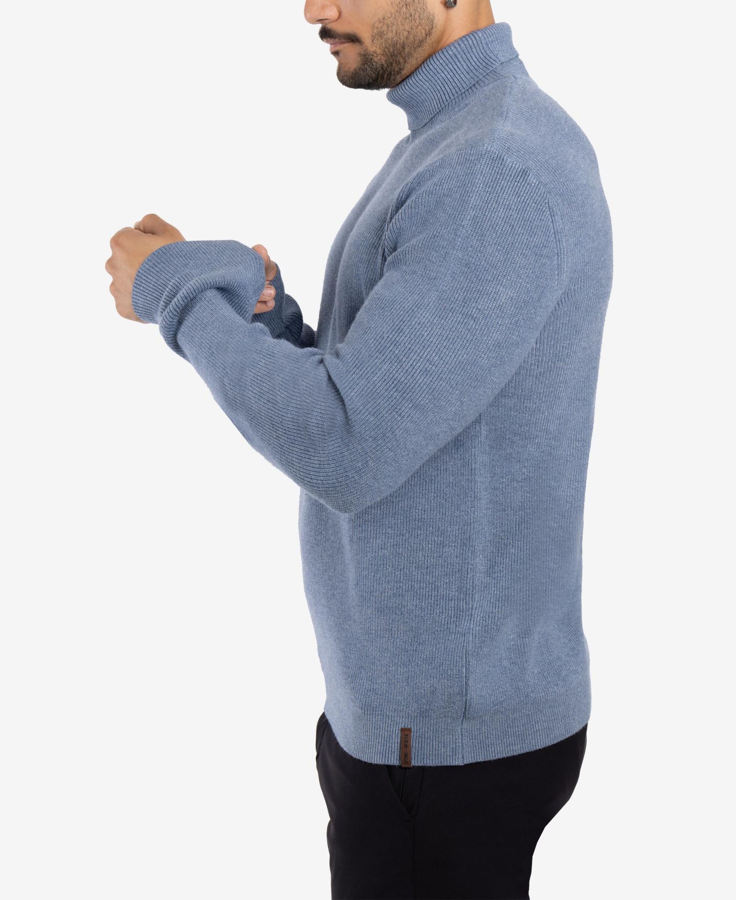 Мужской свитер SPRING + MERCER Ribbed Turtle Neck, цвет: Меланжевый сланцевый — фото 5