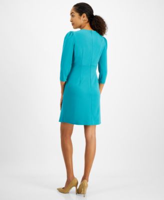 Women's Puffed-Shoulder Twist-Front Dress