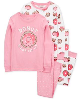 Carter's - Little & Big Girls Donut Wake Me Up 100% Snug-Fit Cotton Pajamas, 4 Piece Set