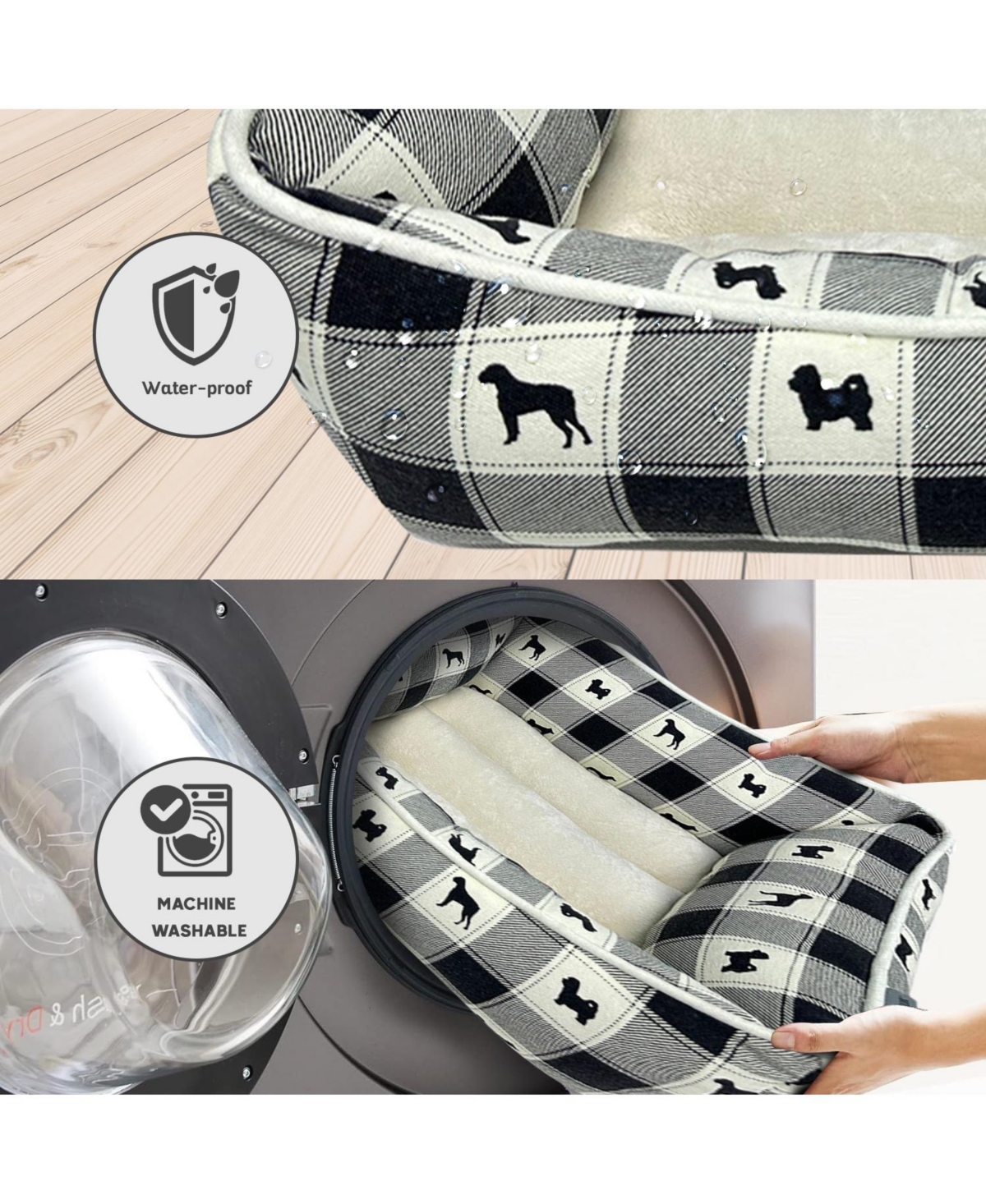 Paw & Decor Paws and Decor All Over Plaid Dogs Cuddler Pet Bed, Stellar Design Printed Dog Beds, Durable & Ultra-Plush Material