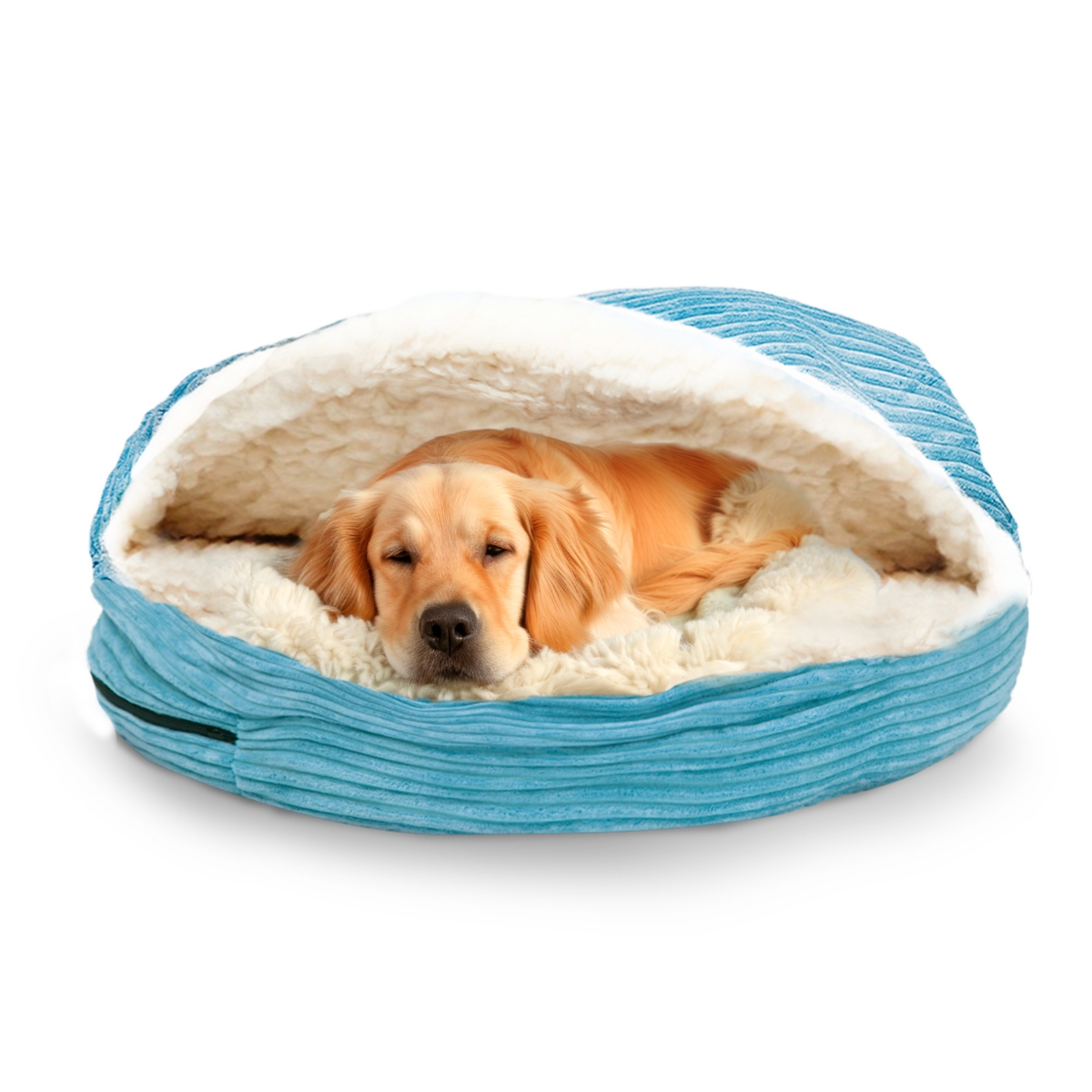 Details Cozy Pet Bed Cave, Hooded Dog Bed Dome for Small Dogs, Washable Pouched Beds in Corduroy and Sherpa Lined