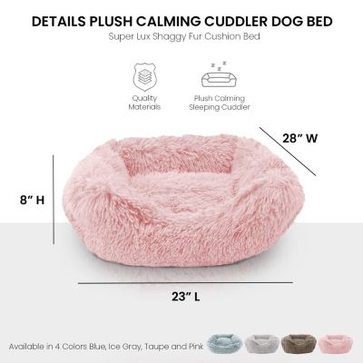 Dog Bed for Small Medium Dogs, Plush Calming Sleeping Cuddler for Pet, Super Lux Shaggy Fur Cushion Beds