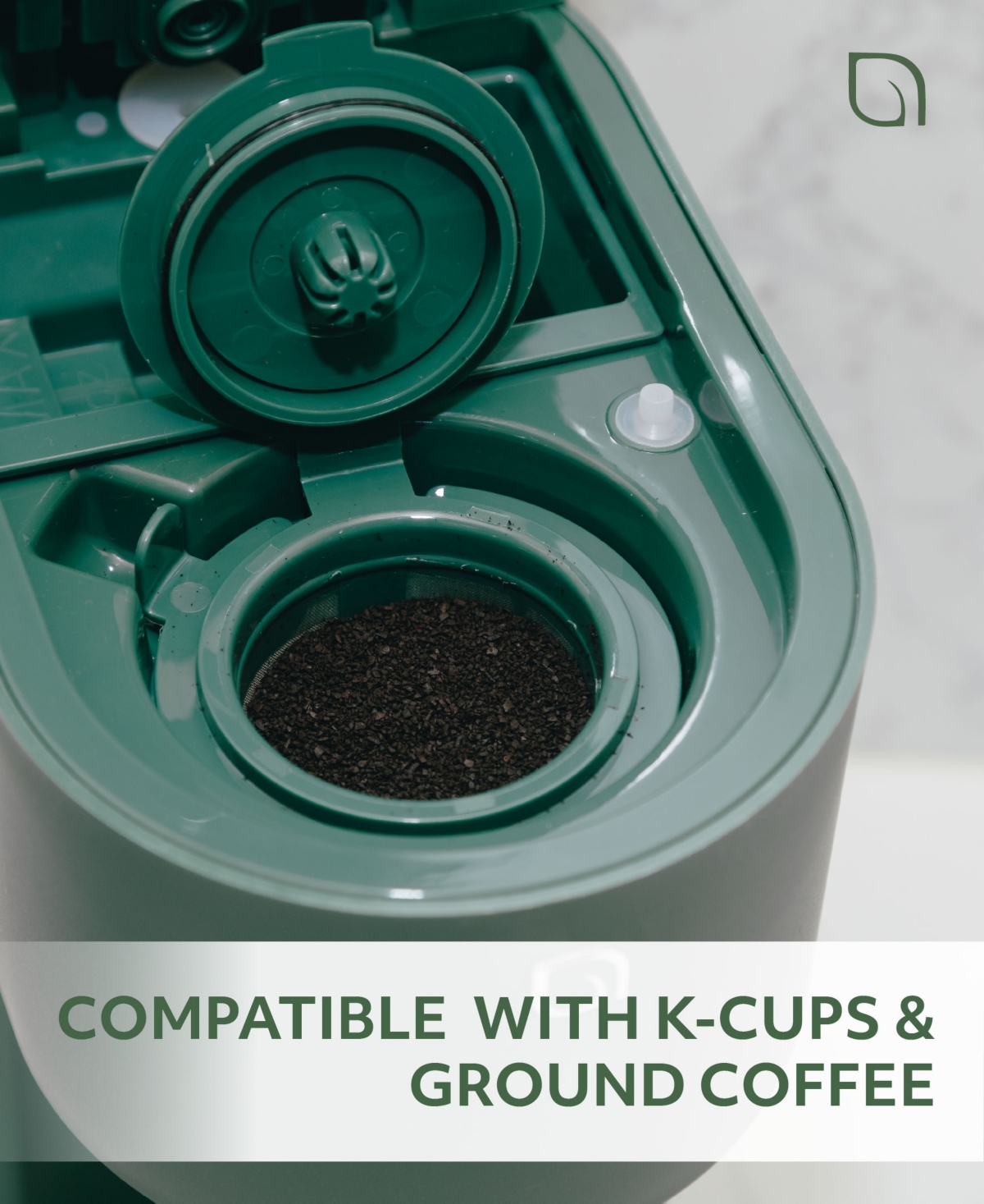 Willow Kitchen Compact Single Serve Coffee Maker - Compatible with K-Cup Pods Ground Coffee