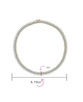 Art Deco Style Holiday Day Party Clear White Cubic Zirconia Marquise Formal Statement Tennis Necklace Prom Gold Plated