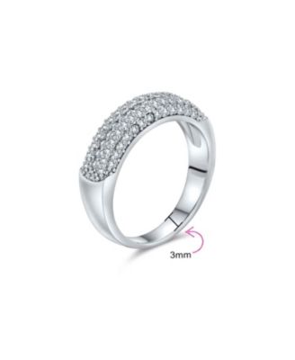 Micro Pave Cocktail CZ Pave Statement 1/2 Eternity Band Ring Rose Gold Plated .925 Sterling Silver