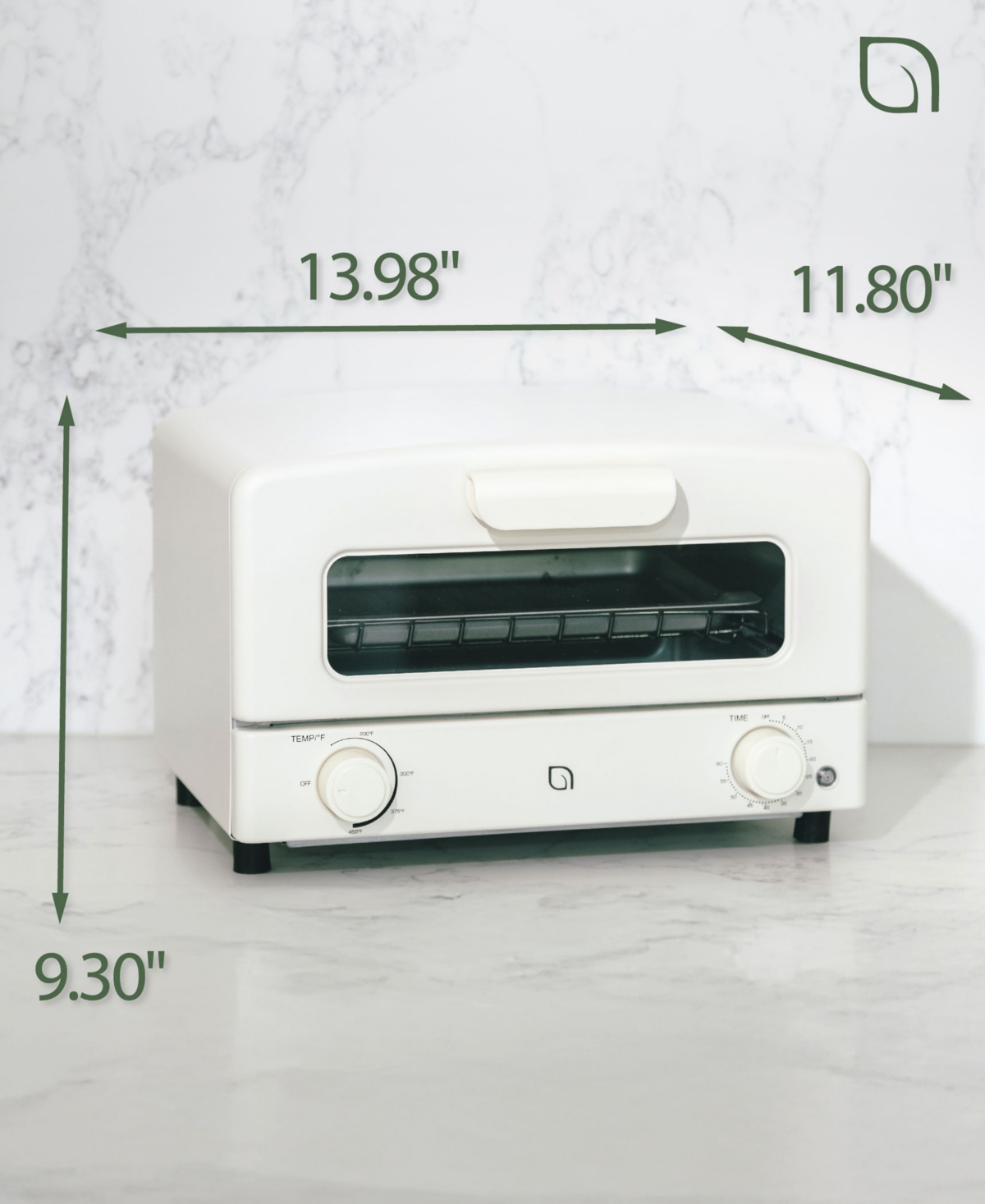 Willow Kitchen Compact Toaster Oven - Toasts and Bakes with 4 Slice or Pizza Capacity, Crumb Tray, Baking Rack