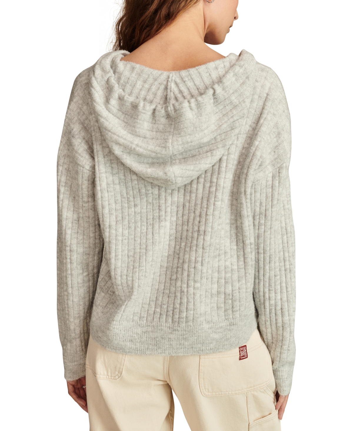 LUCKY BRAND WOMEN'S RIBBED KNIT HOODED SWEATER 