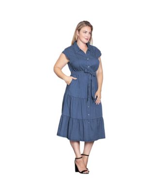 Women's Tiered A-Line Tencel Midi Dress