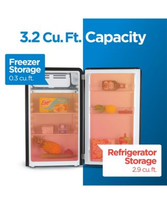 3.2 Cu. Ft. Refrigerator With Freezer, Vintage Style Refrigerator, With Slide-Out Glass Shelves & Tall Bottle Storage, Retro Fridge