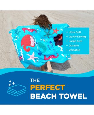 Printed Beach Towel Set - Oversized Beach Towel for Kids - Quick-Dry & Soft Cotton Towel with Printed Design - Luxury Towel for Swimming - 30" x 60", Magical Unicorn (2 Pack)