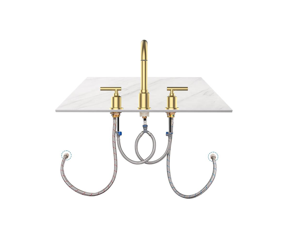 gaomon Bathroom Faucet, Bathroom Sink Faucet, Bathroom Faucet for Sink 3 Hole with Stainless Steel Pop-up Drain for Your Bathroom