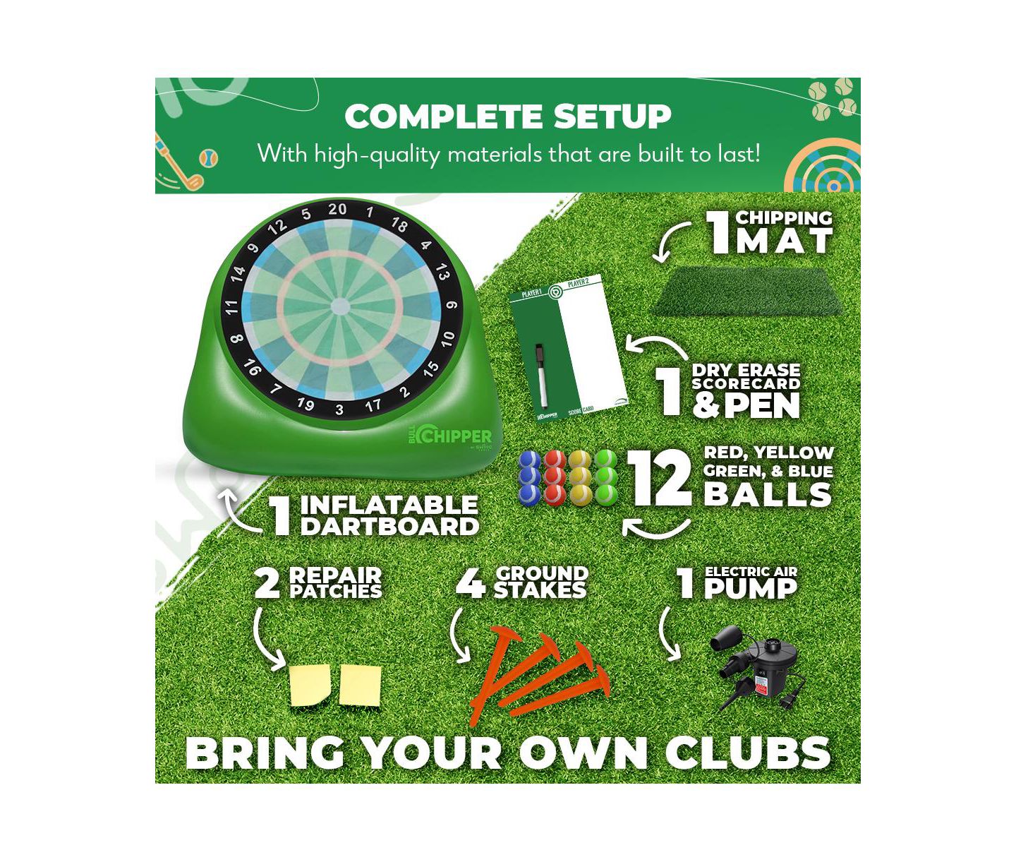 Детская игрушка SWOOC Bull Chipper Over 6Ft Tall Golf and Darts Lawn Game, For 2 to 8 Players, Ages 5+ — фото 3