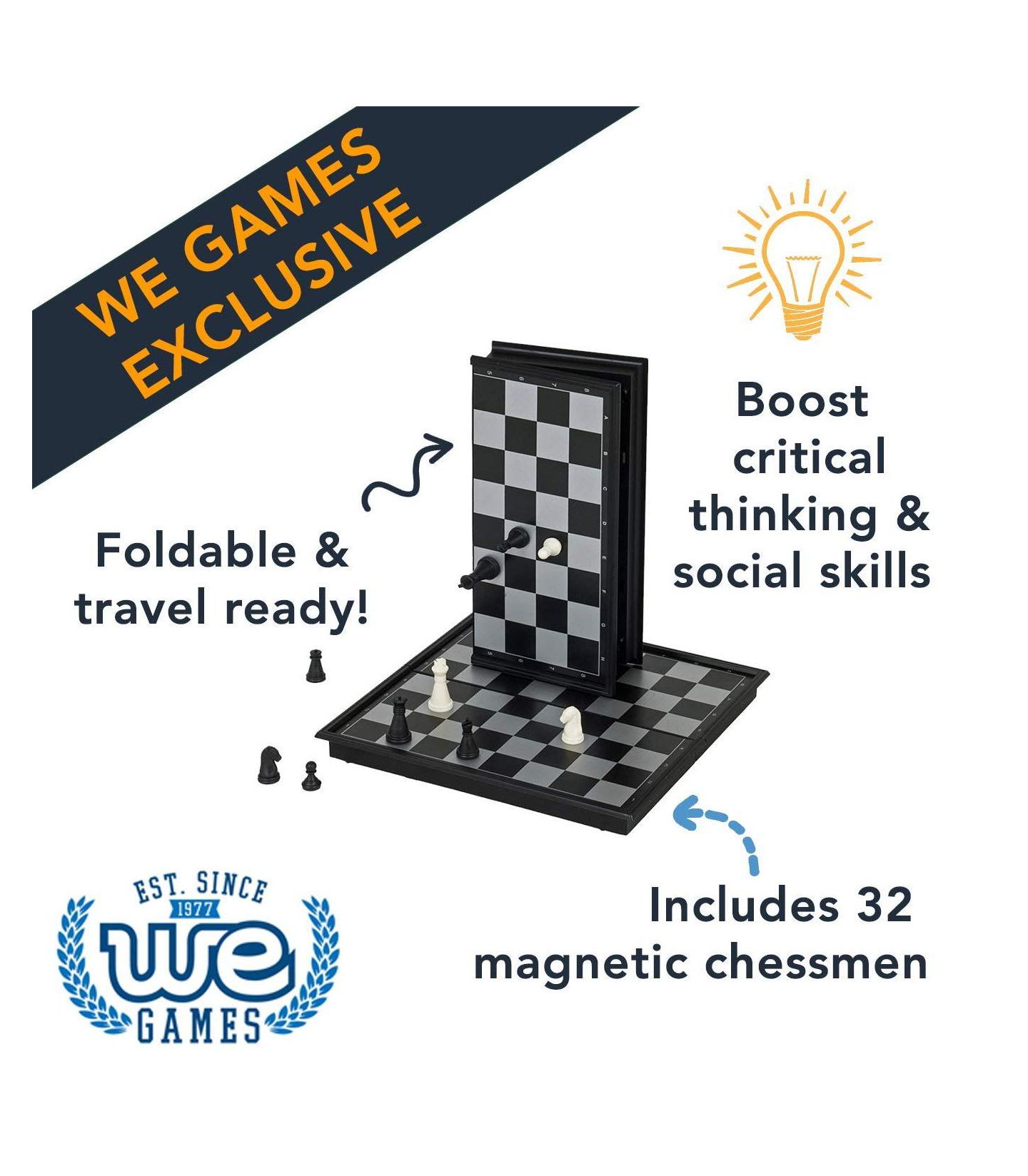 Детские игрушки WE Games Magnetic-Folding Chess Set, 32-Piece, Ages 3+ — фото 5