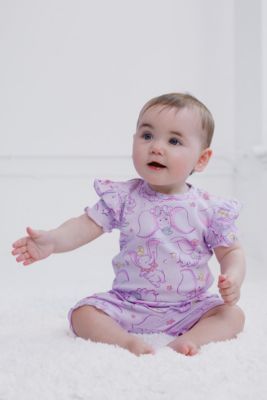 Baby Girls Disney Winnie the Pooh Minnie Mouse Lilo & Stitch Peplum T-Shirt and Bike Shorts Outfit Set Newborn to