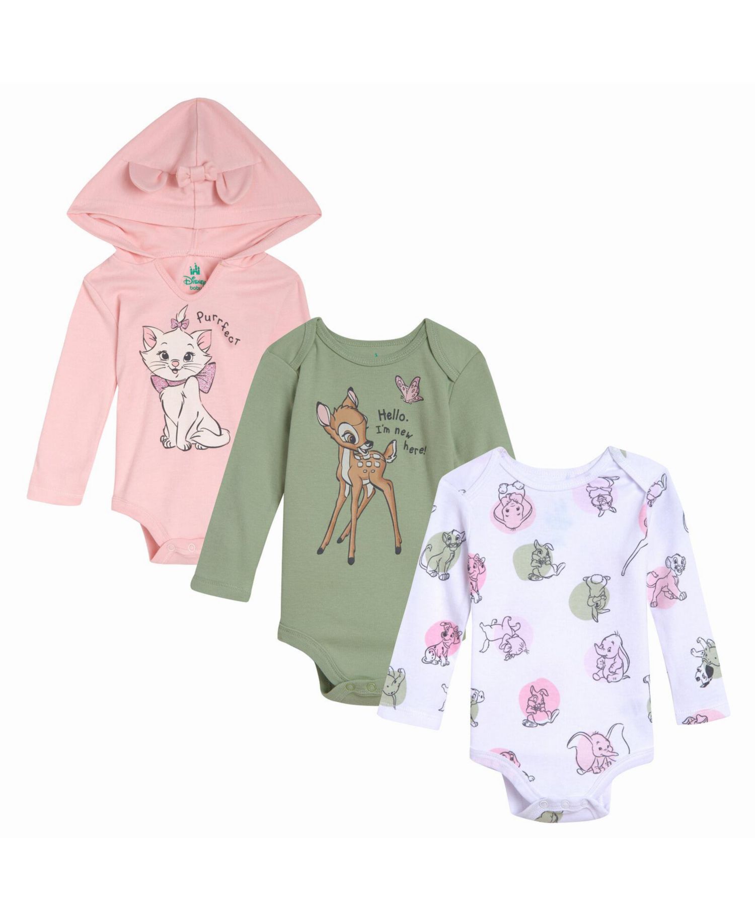 Baby Girls Dumbo Simba 3 Pack Cosplay Bodysuits