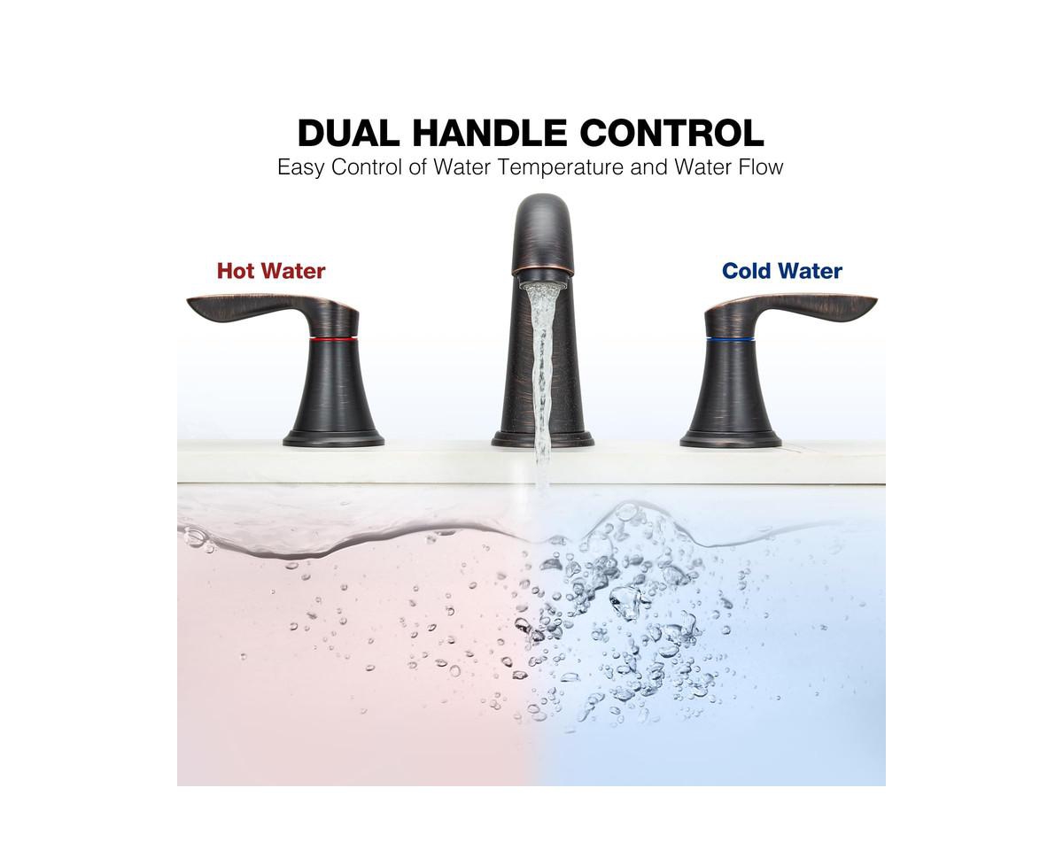 gaomon Bathroom Faucets for Sink 3 Hole, Widespread Brushed Nickel Bathroom Faucet with Pop up Drain and cUPC Lead-Free Hose,2 Packs