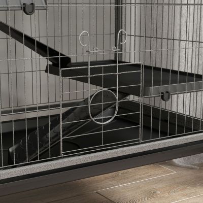 63" 6-Tier Small Animal Cage, Ferret Cage, Large Chinchilla Cage with Hammock Accessory & Heavy-Duty Steel Wire, Small Animal Habitat with 6 Doors, Removable Tray, Gray