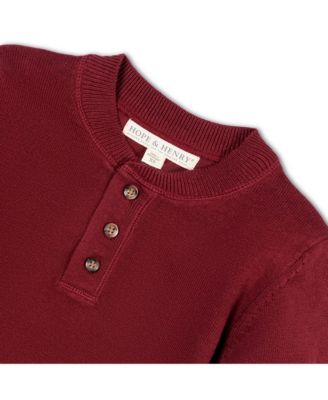 Baby Boys Long Sleeve Henley Pullover Sweater with Elbow Patches