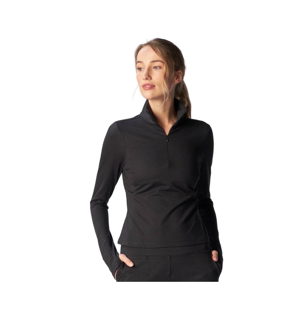 Women's G Lifestyle Soft 1/4 Zip Long Sleeve Top - Black