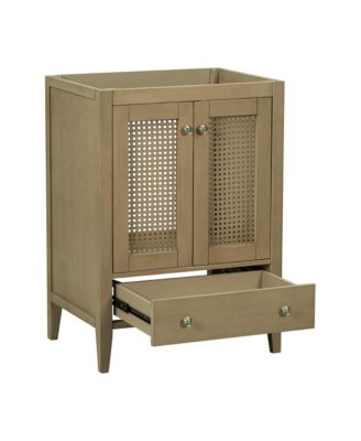 24" Rattan Bathroom Vanity Base Cabinet
