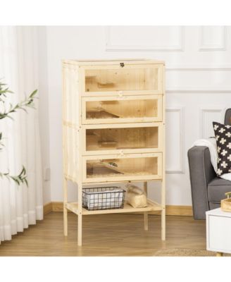 5-Tier Wooden Hamster Cage Mice Habitat Rat Habitat with Openable Top, Front Door and Storage Shelf