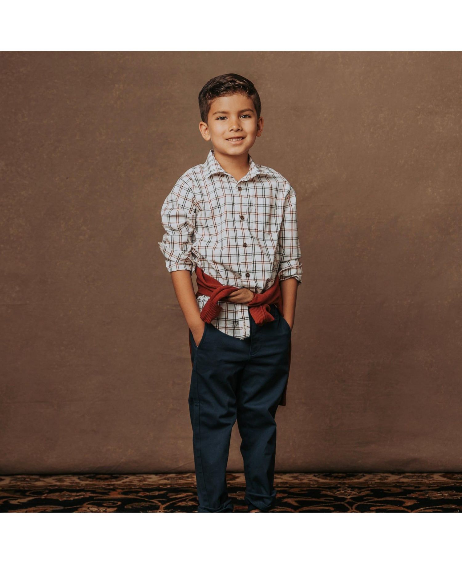 Hope and Henry Boys' Stretch Poplin Long Sleeve Button Down Shirt