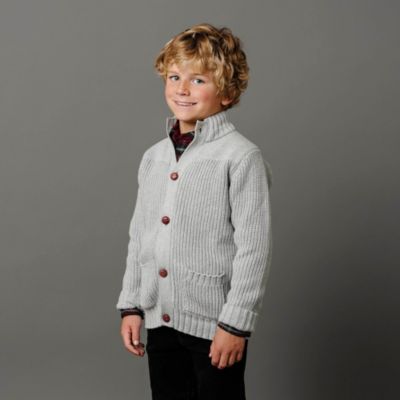 Boys Organic Long Sleeve Mock Neck Cardigan