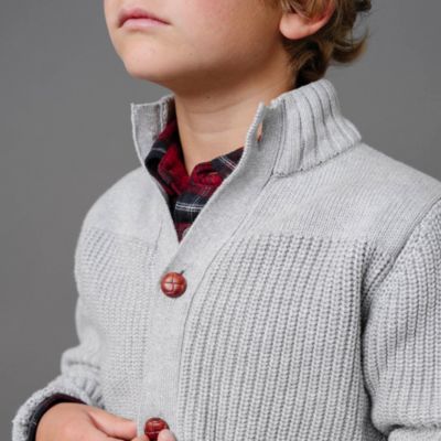 Boys Organic Long Sleeve Mock Neck Cardigan