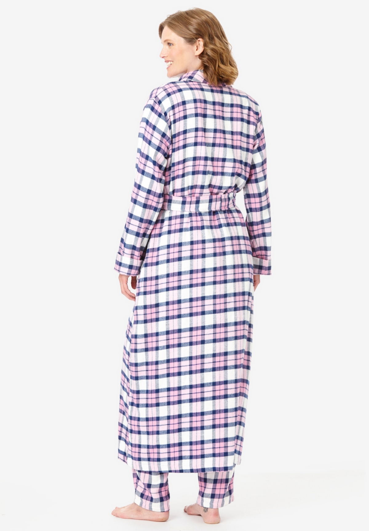 Dreams & Co. Plus Size Long Flannel Robe