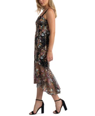Women's Floral Sequence Mermaid Midi Dress