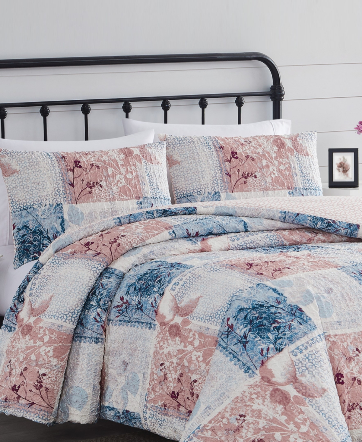 Cannon Lotte Patchwork 3-pc. Duvet Cover Set, Full/queen In Pink,blue