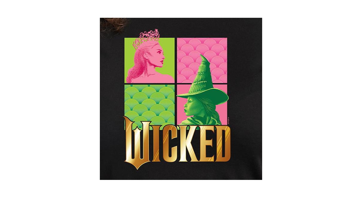 Hybrid Apparel Juniors Trendy Wicked Elphaba Glinda Graphic Cropped T-shirt In Black