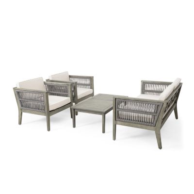 Streamdale 4-Piece Acacia Wood Patio Set with Cushions