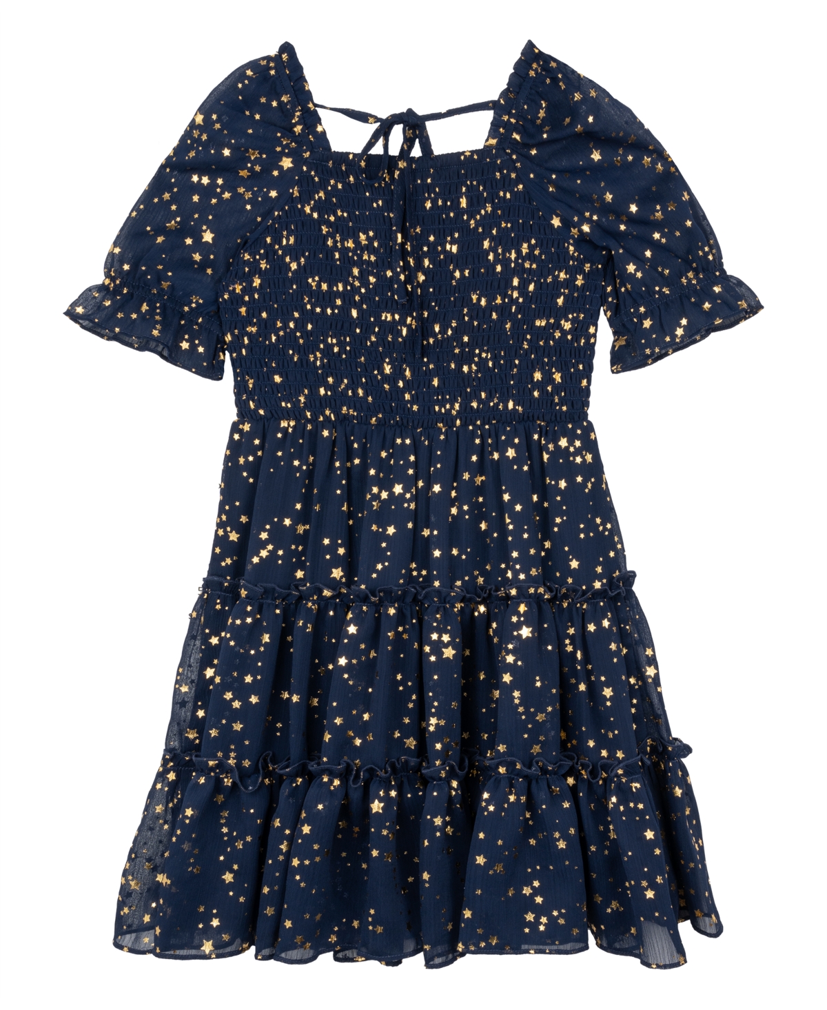 Rare Editions Little Girls Star Foil Ruffle Tier Dress