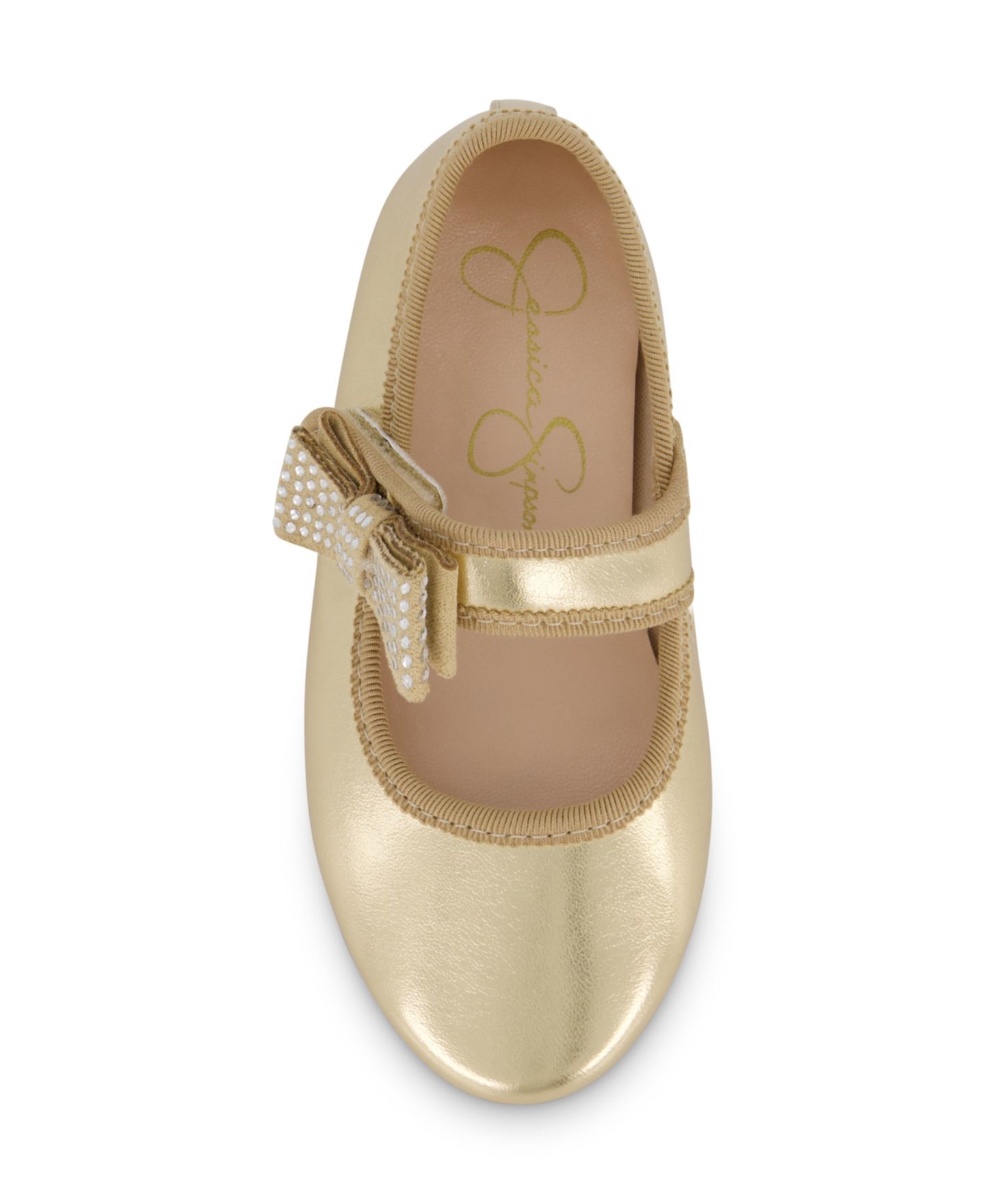 Балетки Jessica Simpson Amy Crystal Bow Ballet Flat для девочек-малышей, цвет: Золотой — фото 6