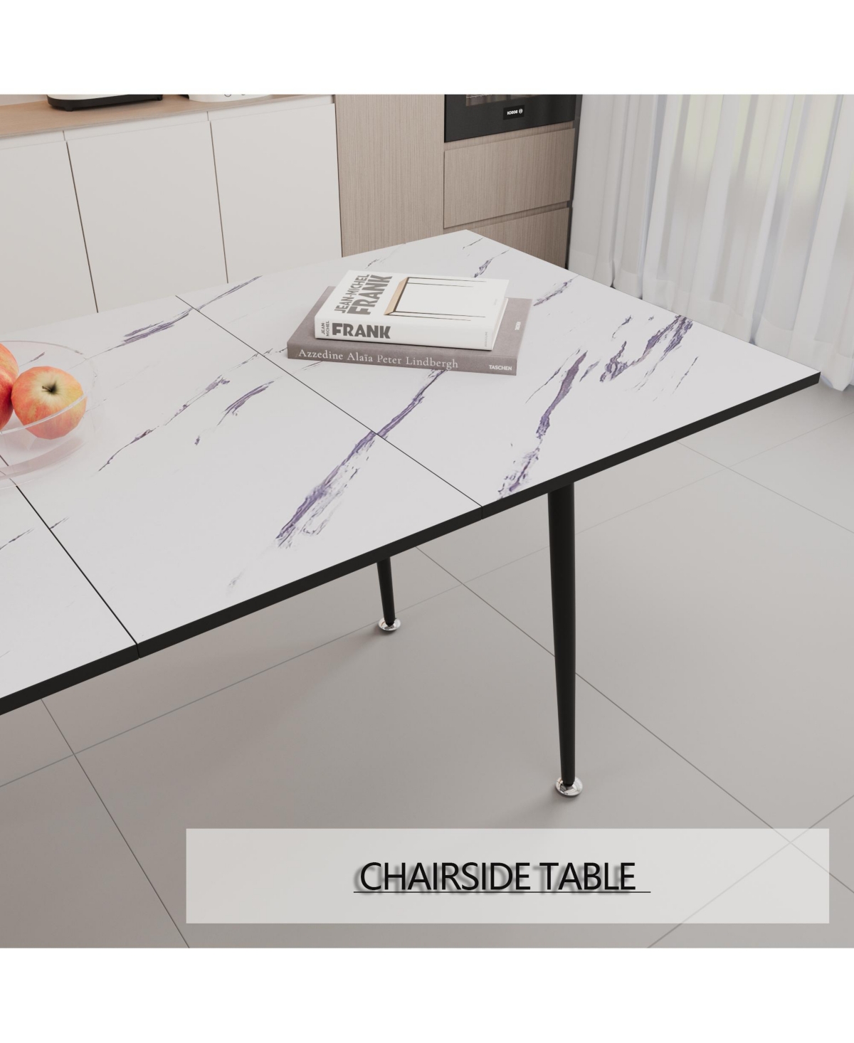 Streamdale Furniture An expandable dining table set for 2-6 people, equipped with a C-shaped tubular cushioned armless dining chair and an elegant and